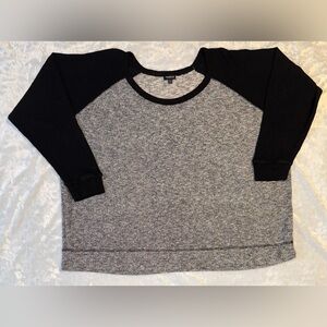 torrid Heather Gray Body with Black Raglan Collar & Sleeves